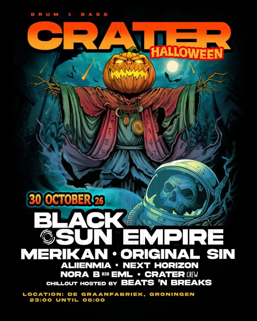 CraterDNB #6 Halloween Edition Poster – 30 October 2026, Graanfabriek, Groningen